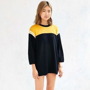 UNIF Randall Colorblock Sweater Top In Yellow Black Women's Size S Y2K